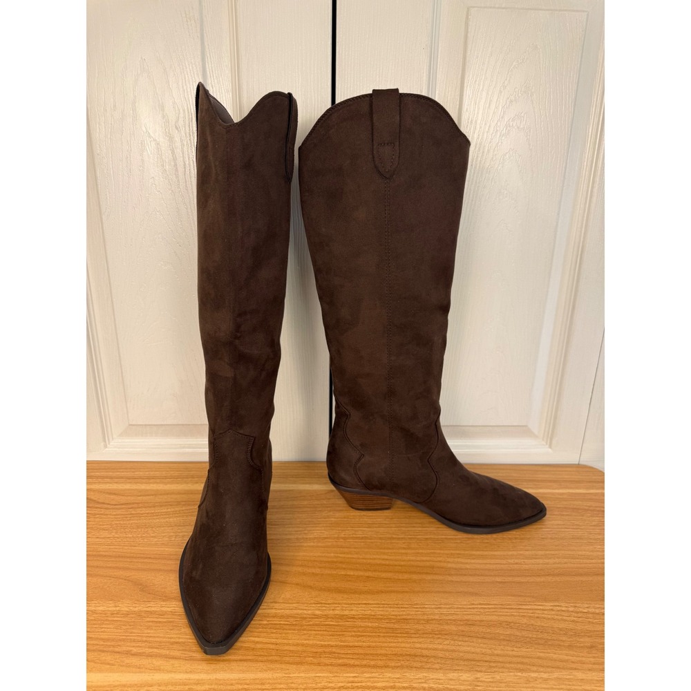 Show Me Your Mumu x Billini Helix Brown Western Cowboy Boots 8 Dark Cacao Suede - Picture 6 of 9
